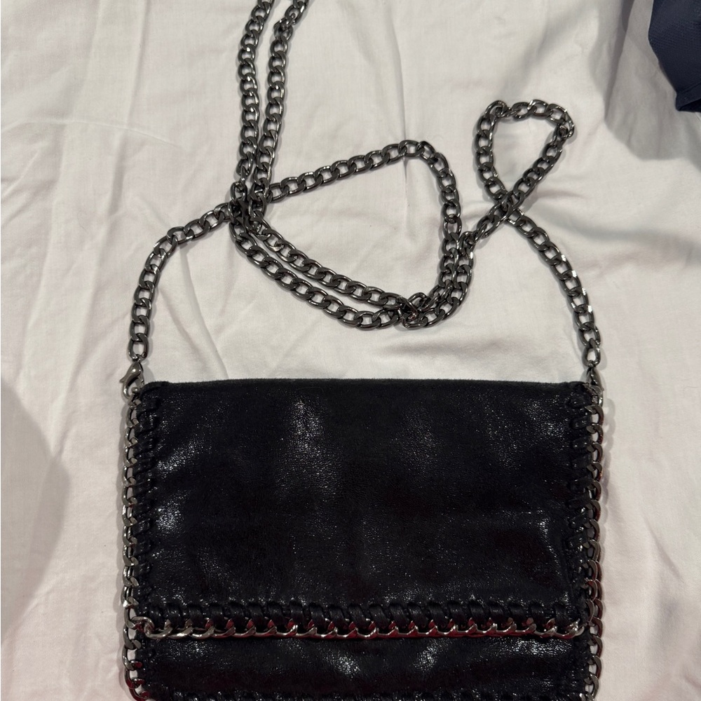 Black leather Chain Strap Women's Bag